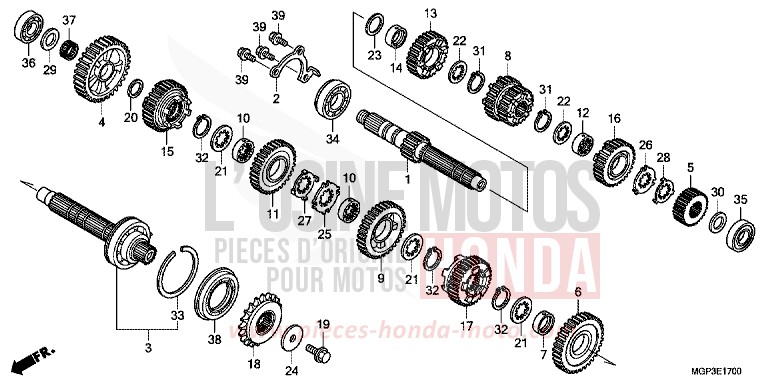 BOITE DE VITESSES von CBR1000RR "Fireblade" ROSS WHITE (NH196KA) von 2013